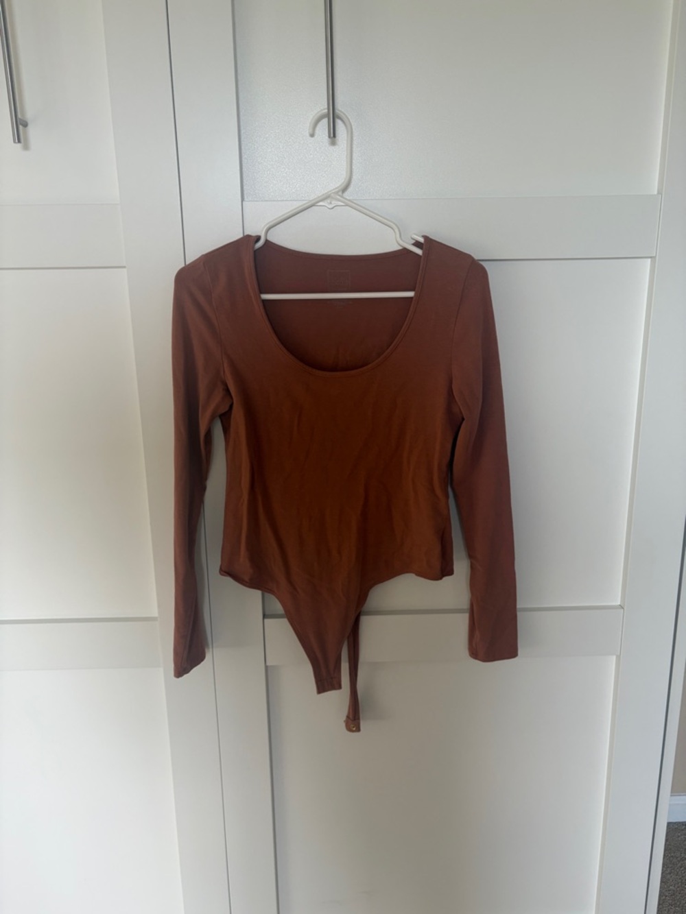 Banana Republic Long Sleeve Scoop Neck Bodysuit - Rust Brown